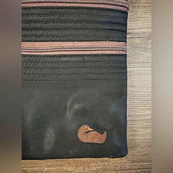 Dooney & Bourke Black Nylon North South Triple Zip Crossbody Bag‎ Leather Strap - Picture 2 of 10